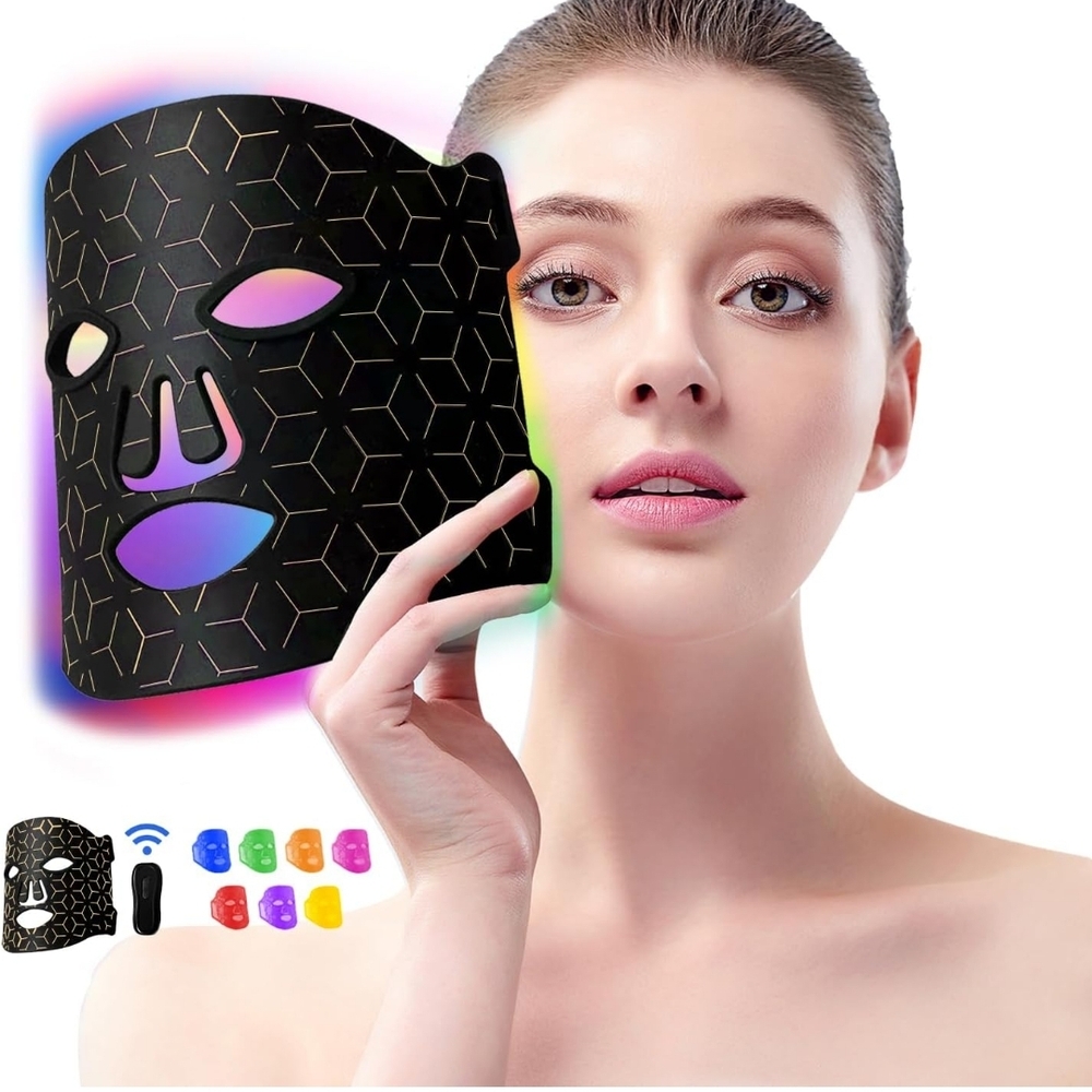 Black LED Face Mask with Colorful Lights